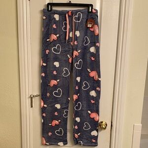 Kids Heart Print Pajama Bottoms - Blue and Pink